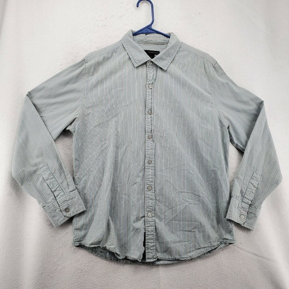 Calvin Klein Shirt Men's Long Sleeve Casual Button Up Oxford Striped Blue Large - Picture 3 of 12